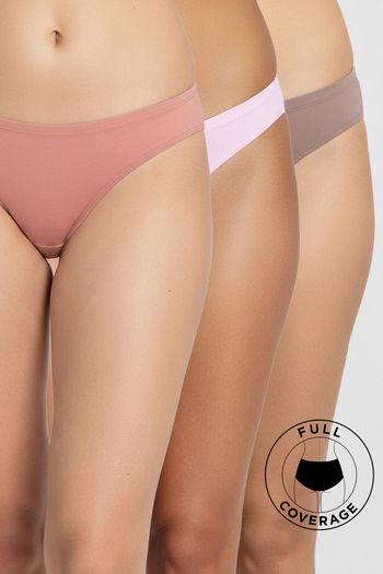 Buy Zivame Low Rise Full Coverage Bikini Panty (Pack of 3) - Multicolor